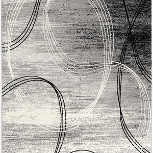 3' X 8' Grey Abstract Power Loom Stain Resistant Area Rug