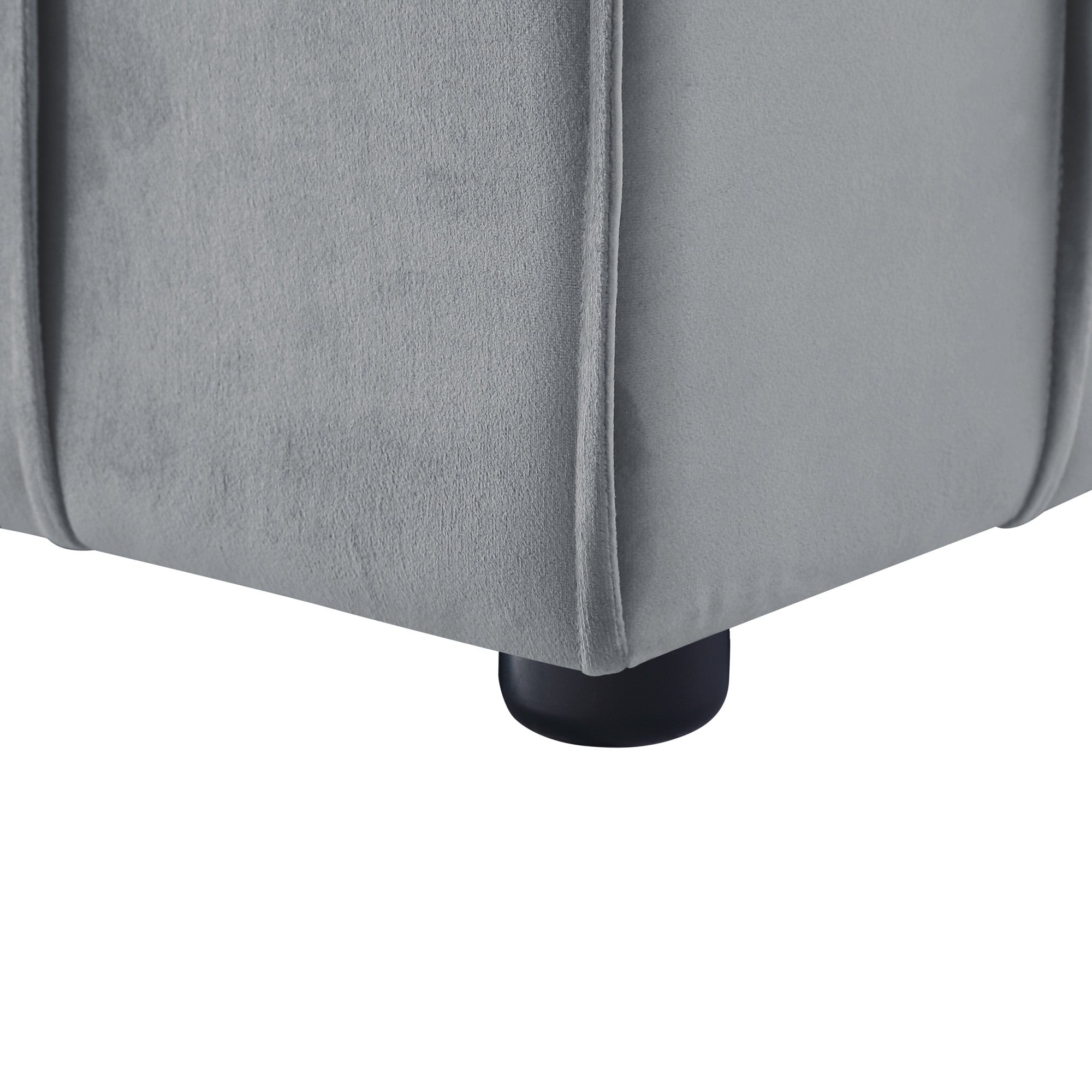 Otomana de terciopelo gris claro y cubo negro de 22"