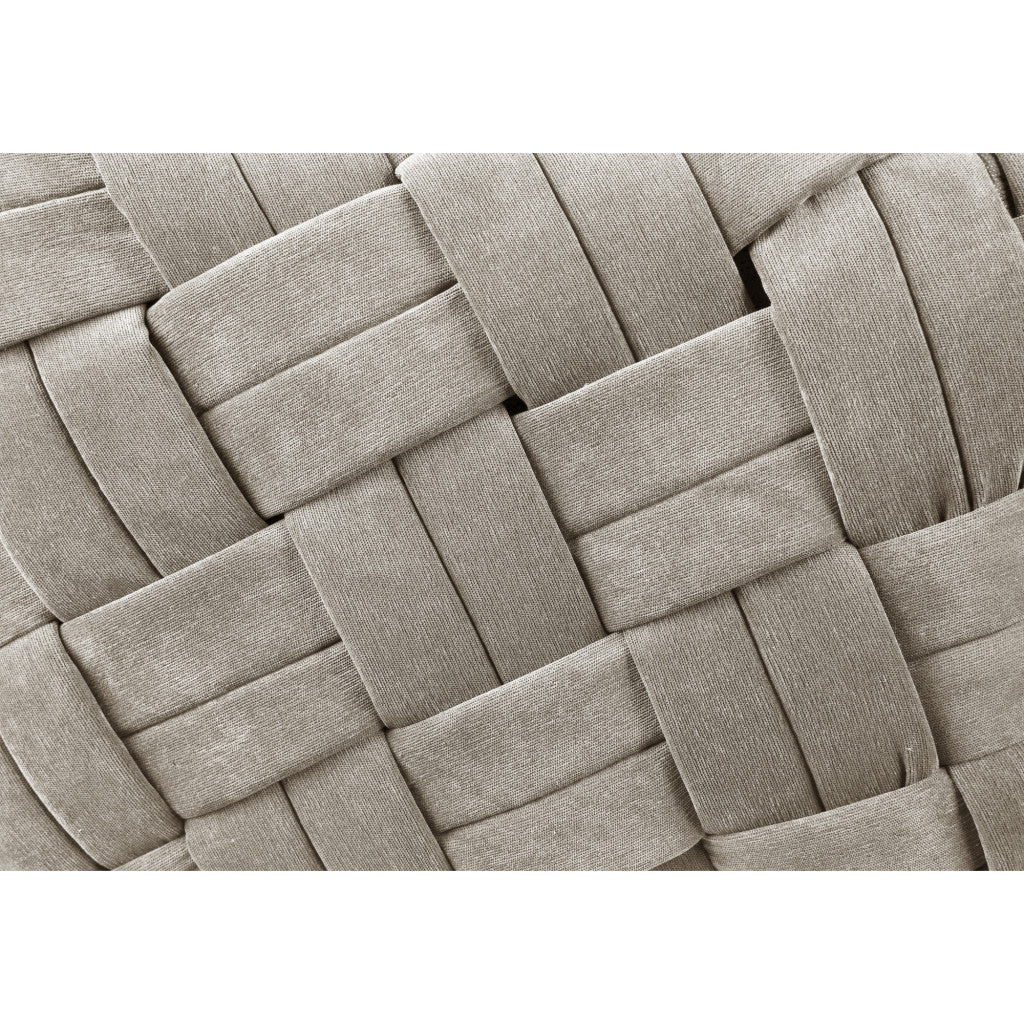 Otomana de cubo negro y terciopelo blanco crema de 17"