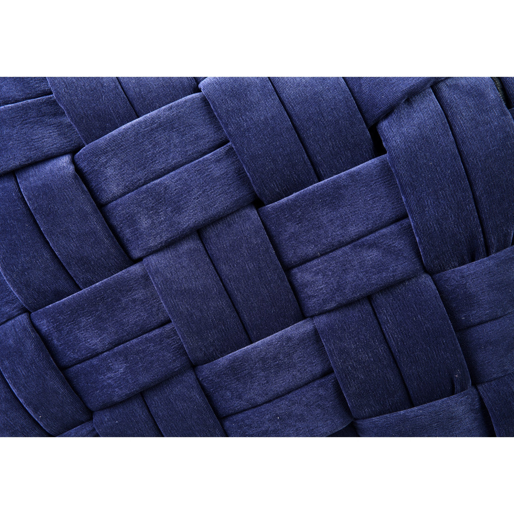 Otomana de terciopelo azul marino y cubo negro de 17"