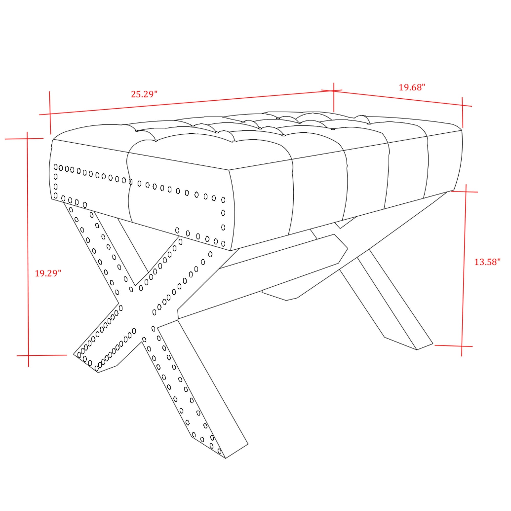 Blanco crema 100% lino otomano capitoné de 20"