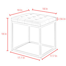 Otomana de cubo plateado y piel sintética verde de 18