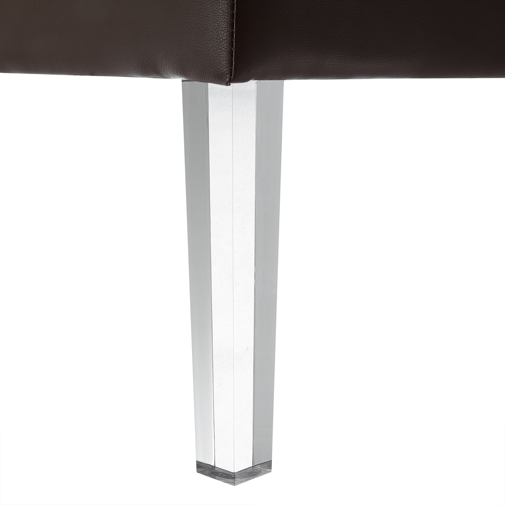 Espresso Faux Leather and Acrylic Cocktail Ottoman 35"