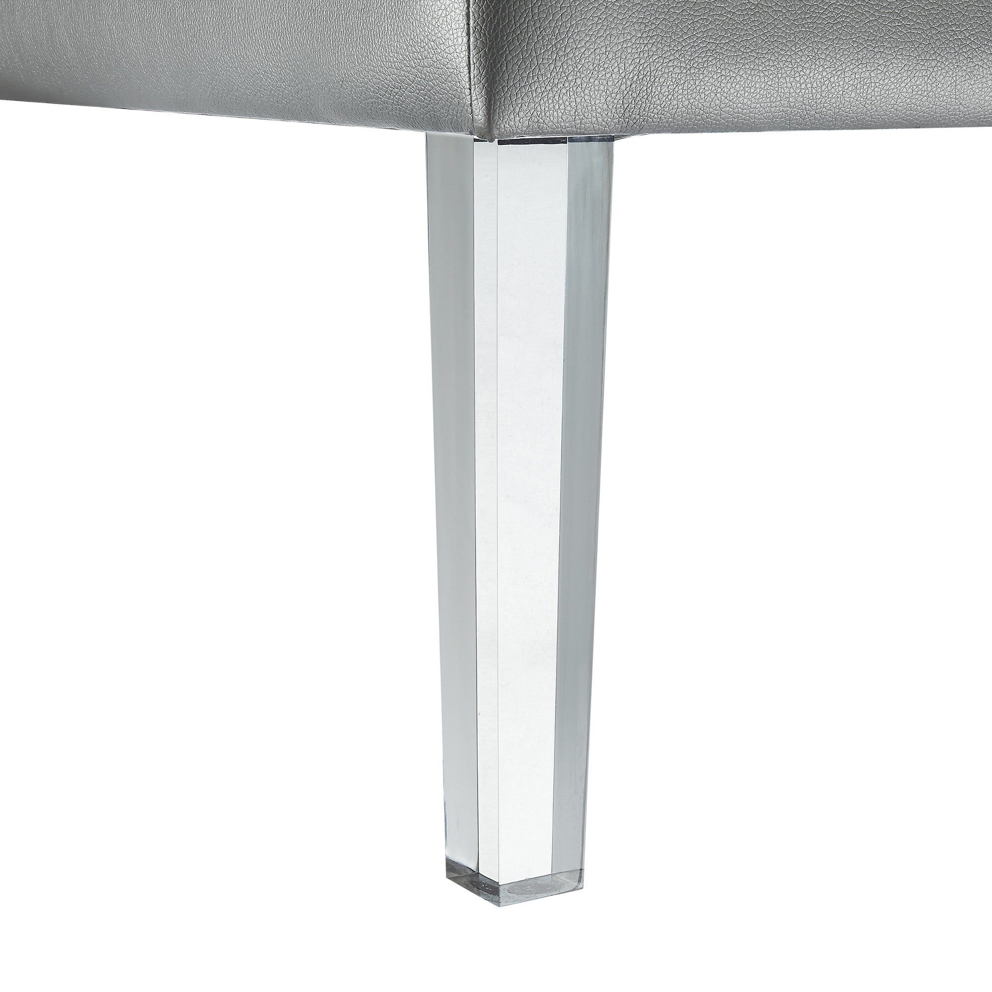 35 英寸銀色人造皮革和白色透明簇絨雞尾酒腳凳