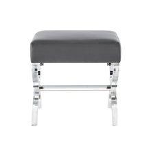 Grey Velvet And Clear Ottoman 18