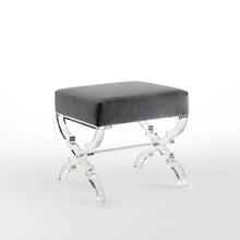 Grey Velvet And Clear Ottoman 18