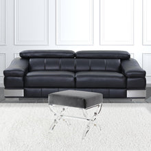 Grey Velvet And Clear Ottoman 18