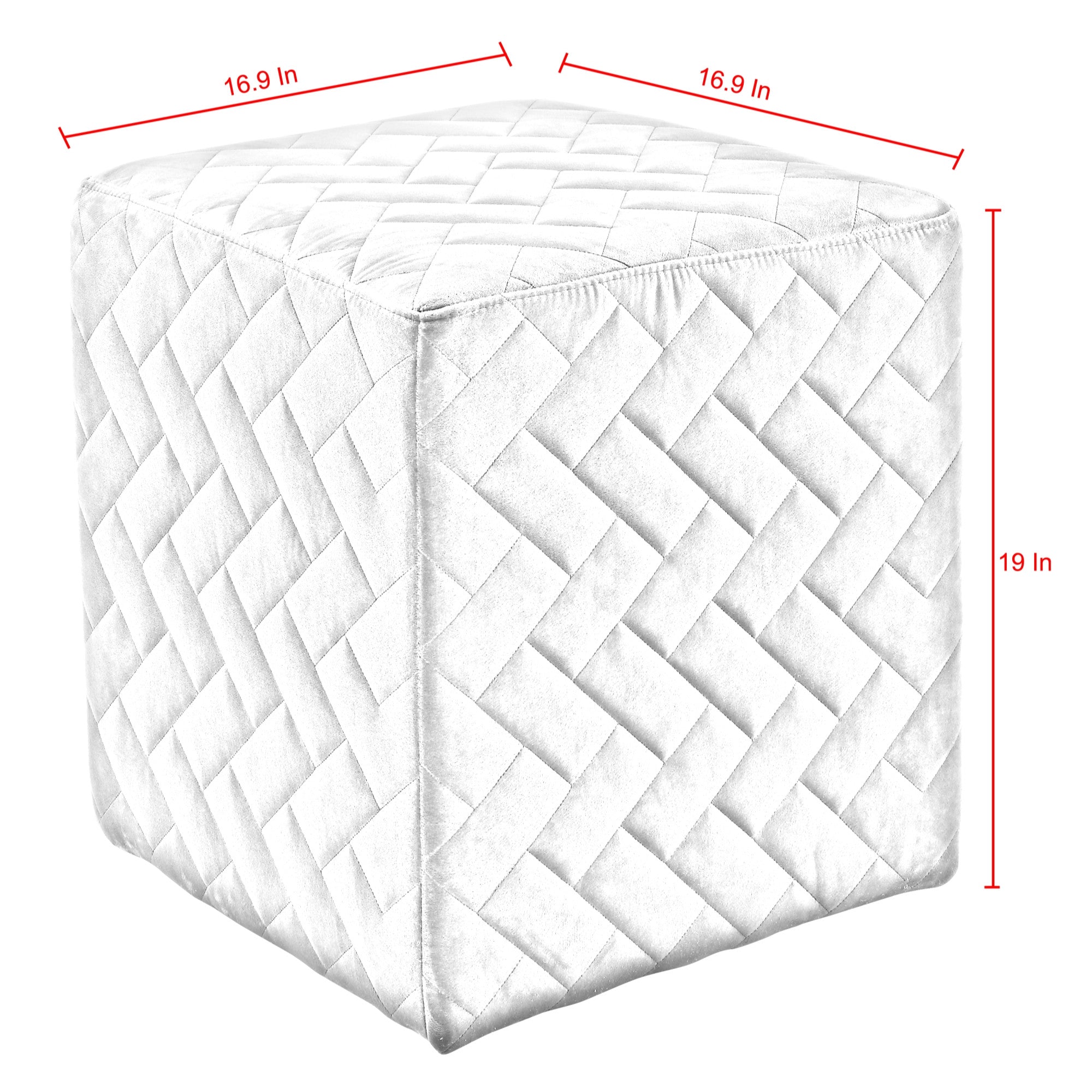 17" Navy Velvet Quilted Cube Ottoman