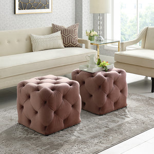 20" Blush Velvet Cube Ottoman
