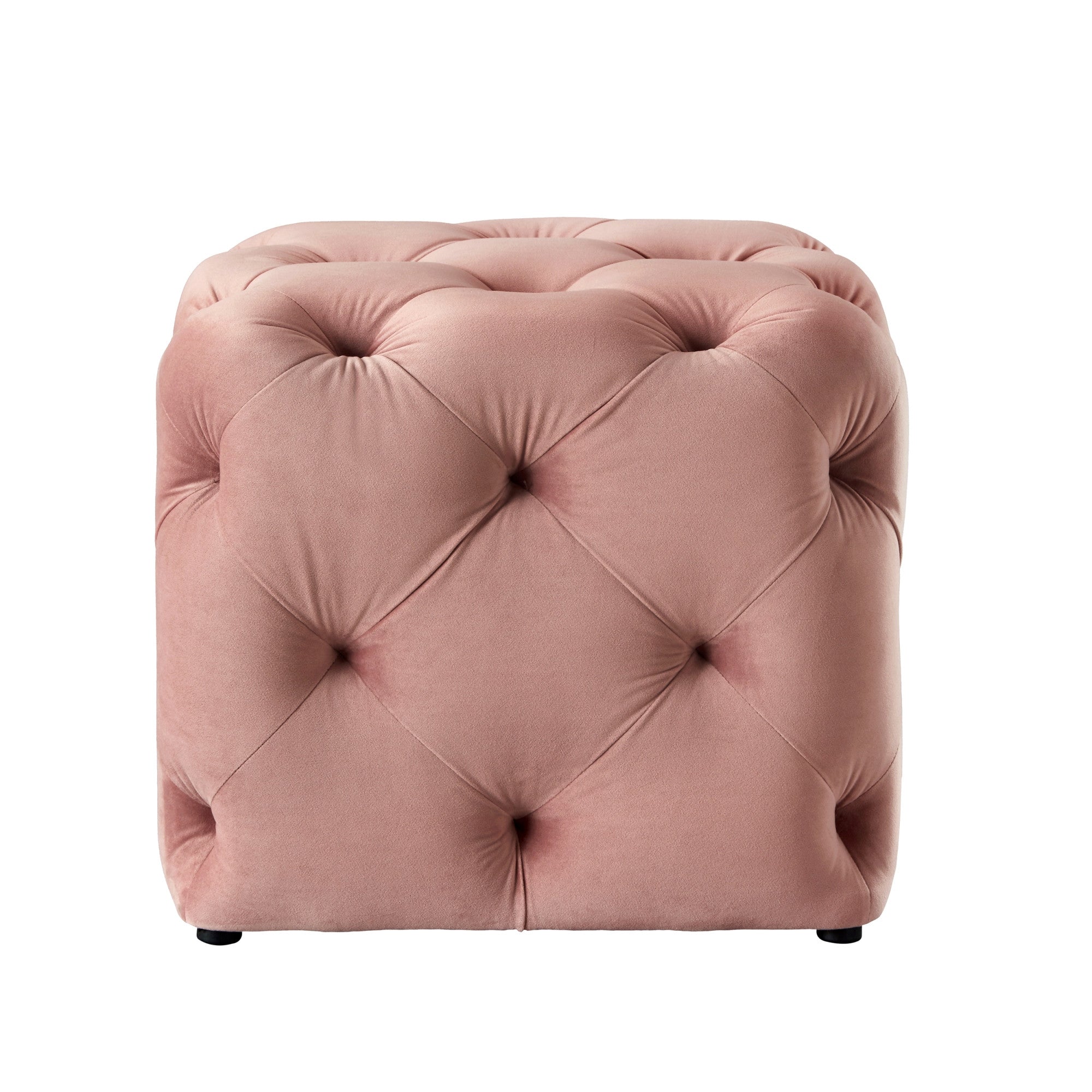 20" Blush Velvet Cube Ottoman
