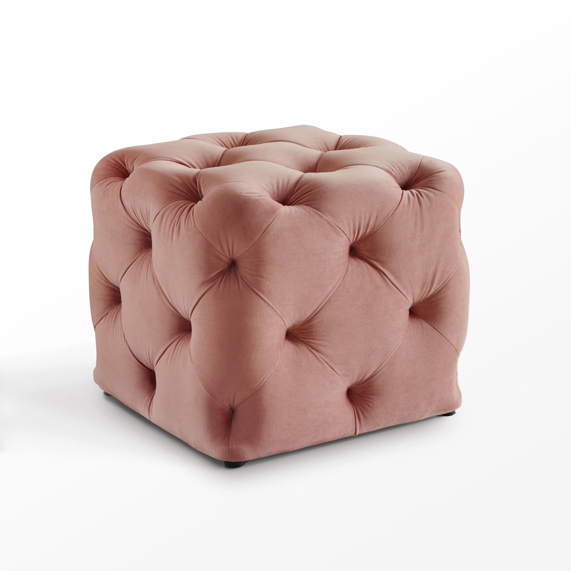 20" Blush Velvet Cube Ottoman