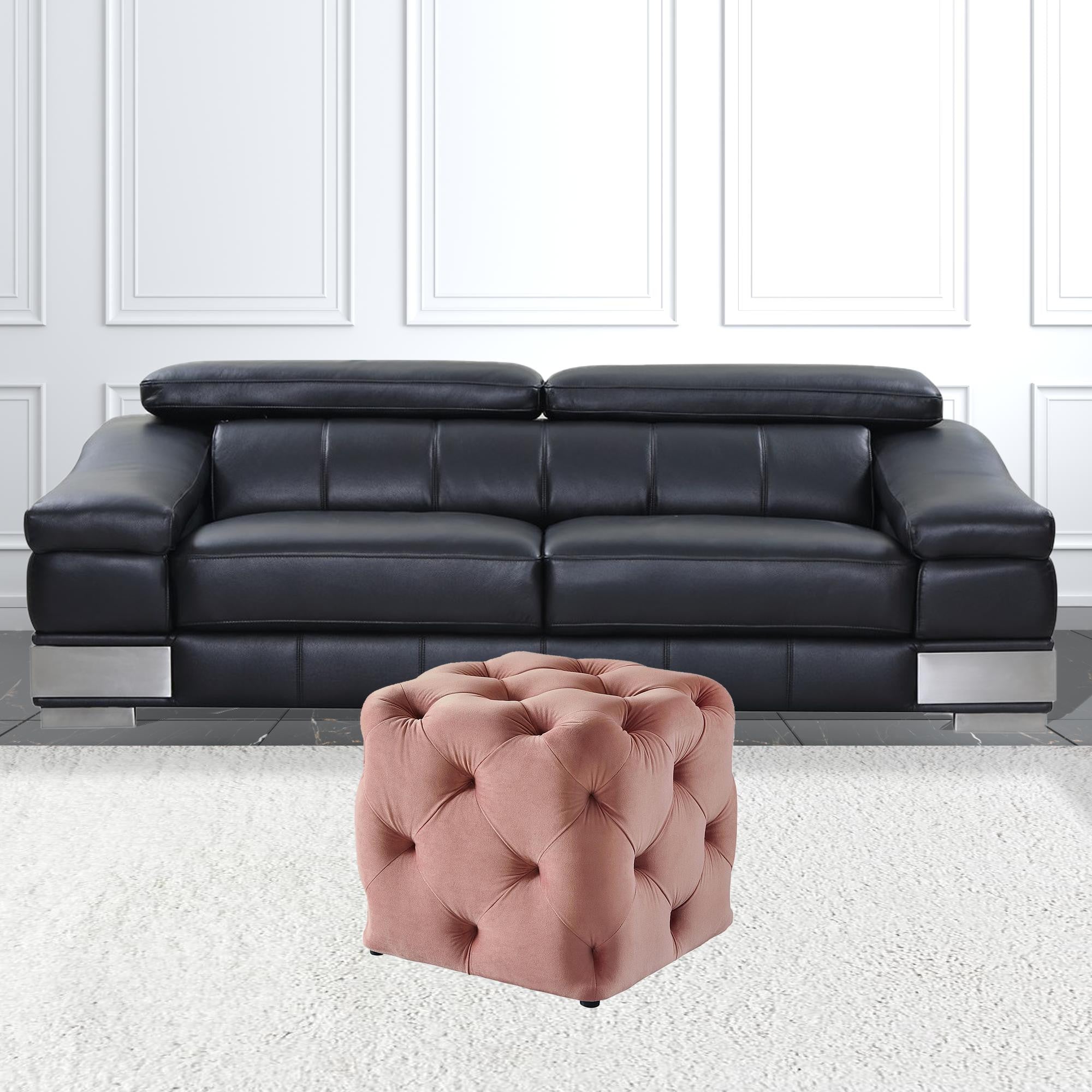 20" Blush Velvet Cube Ottoman