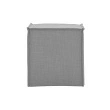 Light Grey 100% Linen Cube Ottoman 18