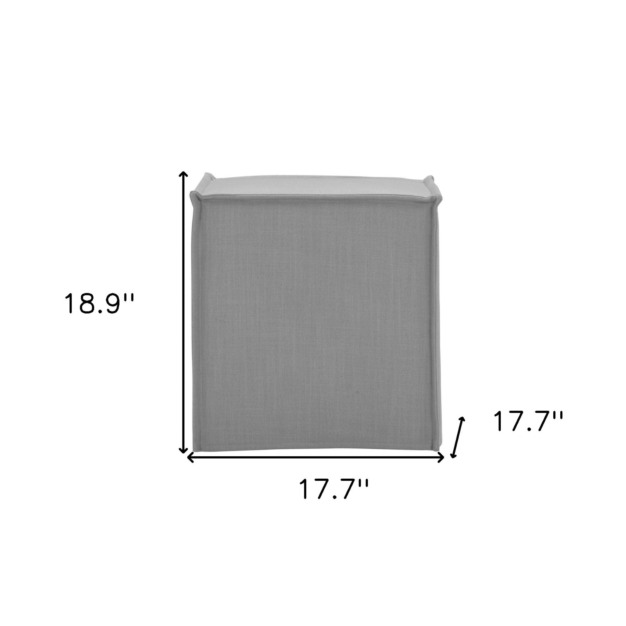 Light Grey 100% Linen Cube Ottoman 18"
