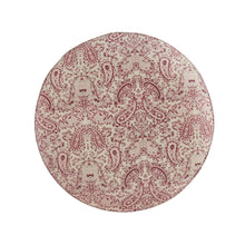 Otomana floral redonda de 100 % lino rojo Paisley de 18
