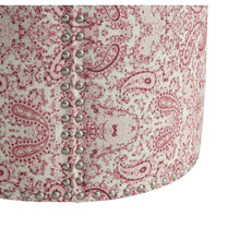Otomana floral redonda de 100 % lino rojo Paisley de 18
