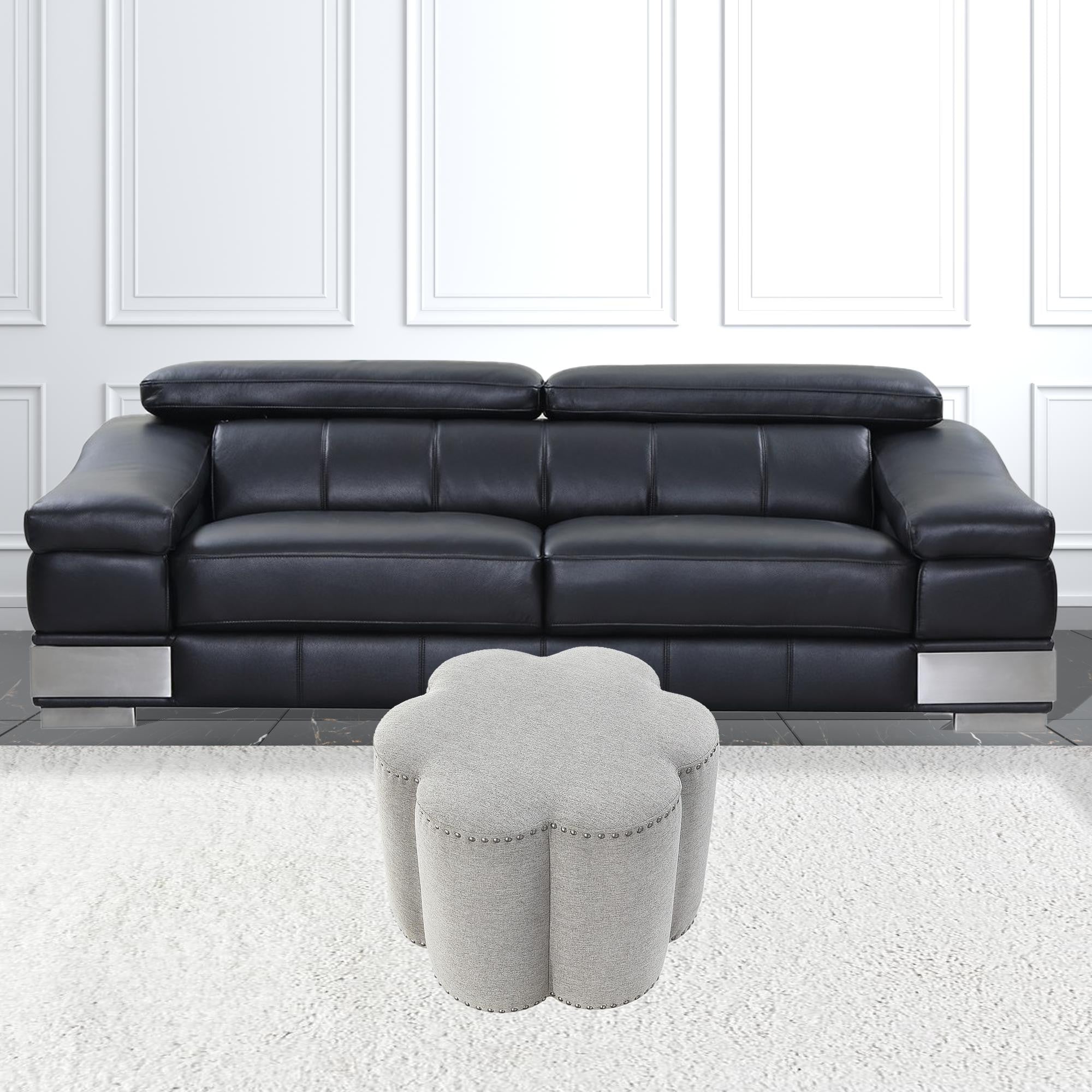 Otomana especial de 25" gris 100% lino