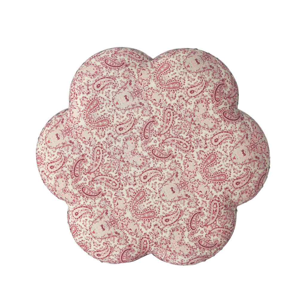 Otomana especial de 25" Paisley Red 100% Lino