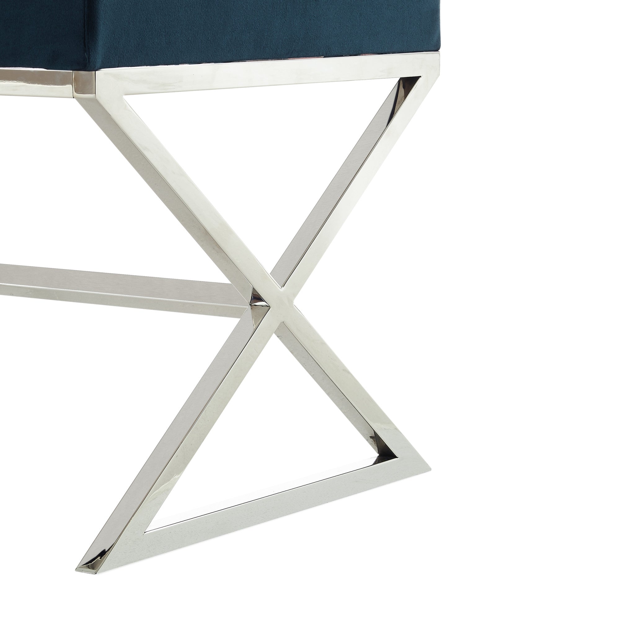 Terciopelo azul marino de 18" con otomana plateada