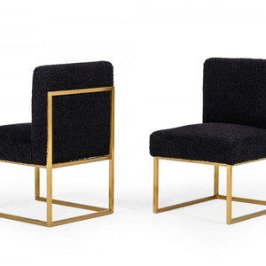 Set Of Two 23" Black And Gold Solid Color Parsons Chair