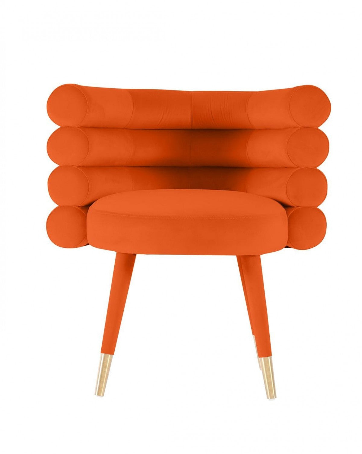 28" Orange Velvet Barrel Chair