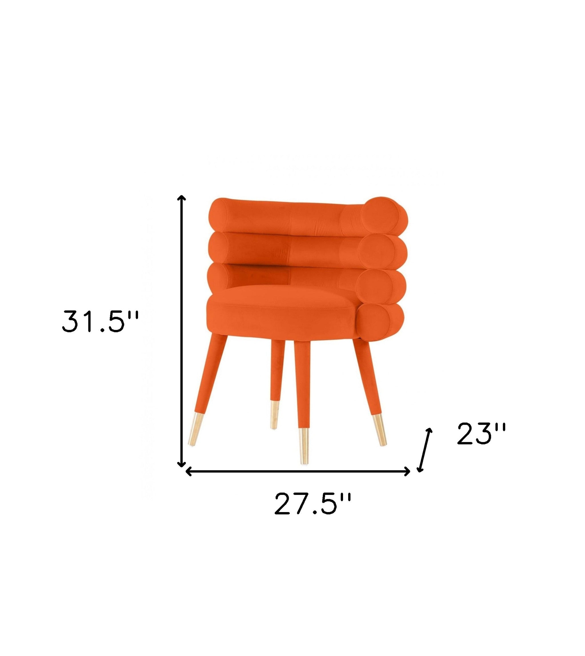 28" Orange Velvet Barrel Chair