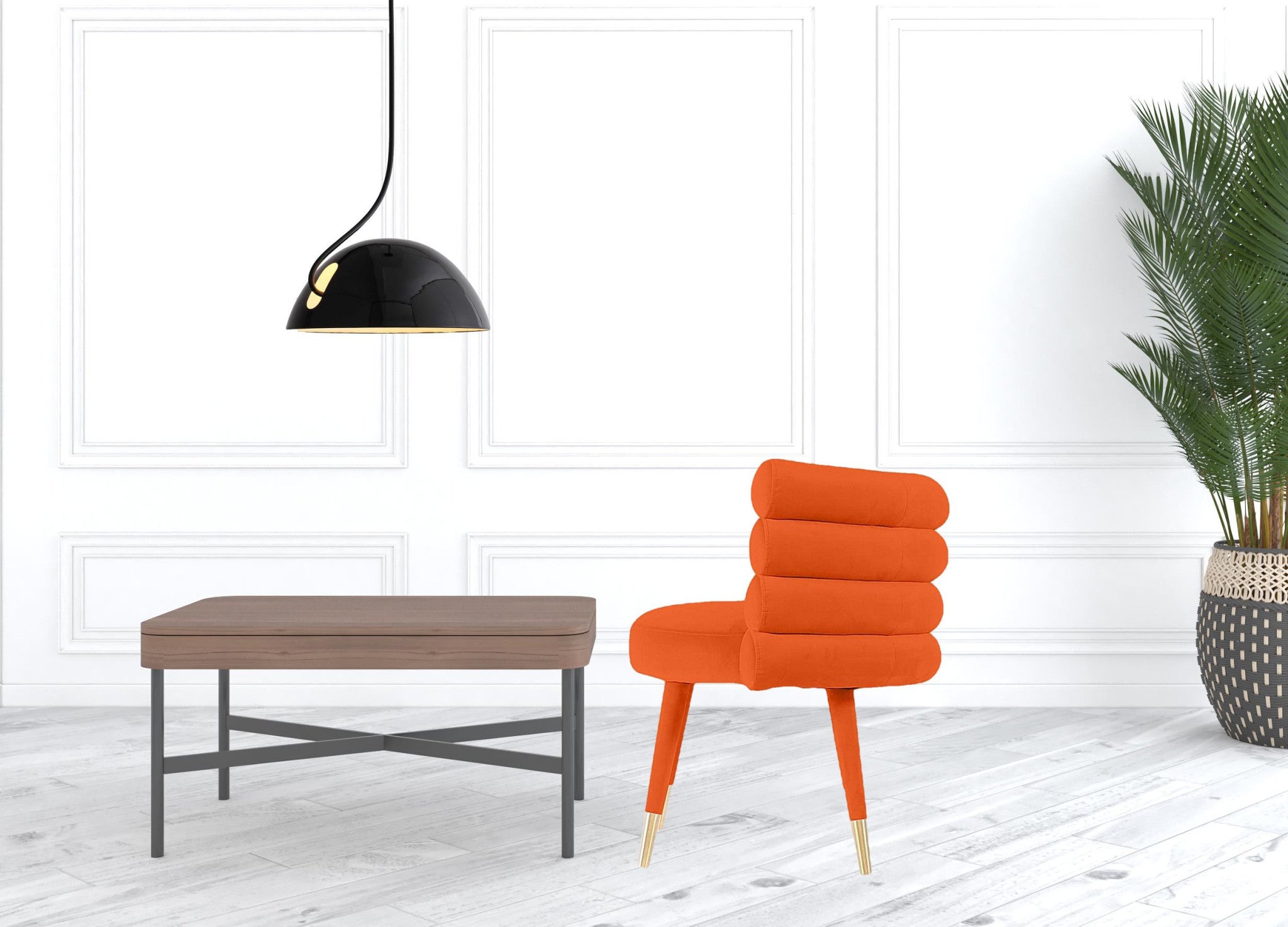 28" Orange Velvet Barrel Chair