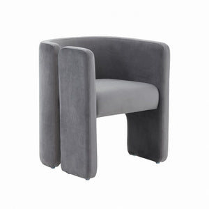 Grey Velvet Asymmetrical Base Arm Chair 24"