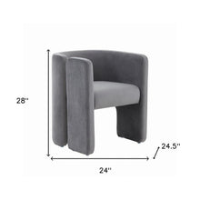 Grey Velvet Asymmetrical Base Arm Chair 24
