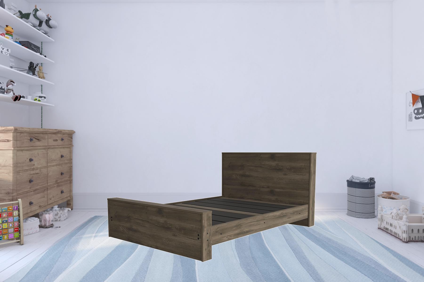 59.2"W X 86.2"D X 38.6"H Dark Brown Bed