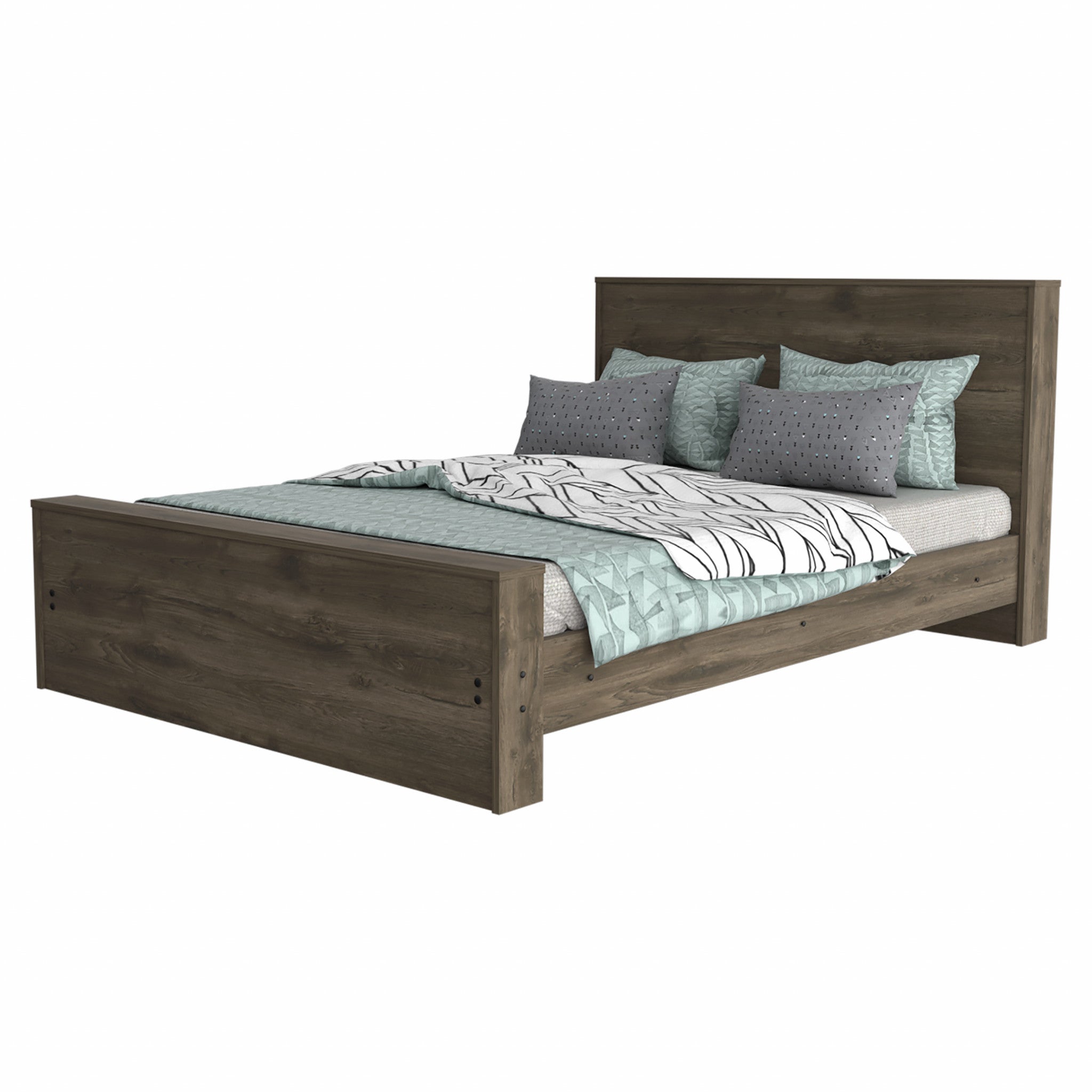 59.2"W X 86.2"D X 38.6"H Dark Brown Bed