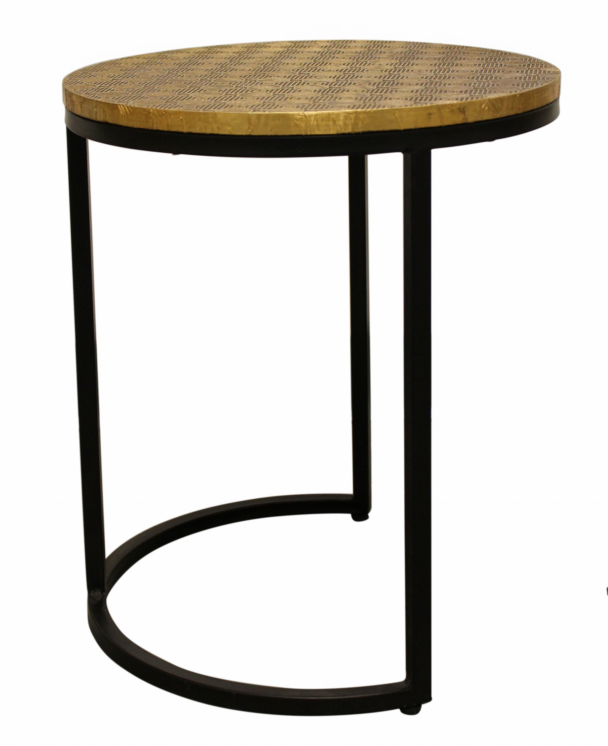 Set Of Three 19" Black And Brass Round Nested Tables