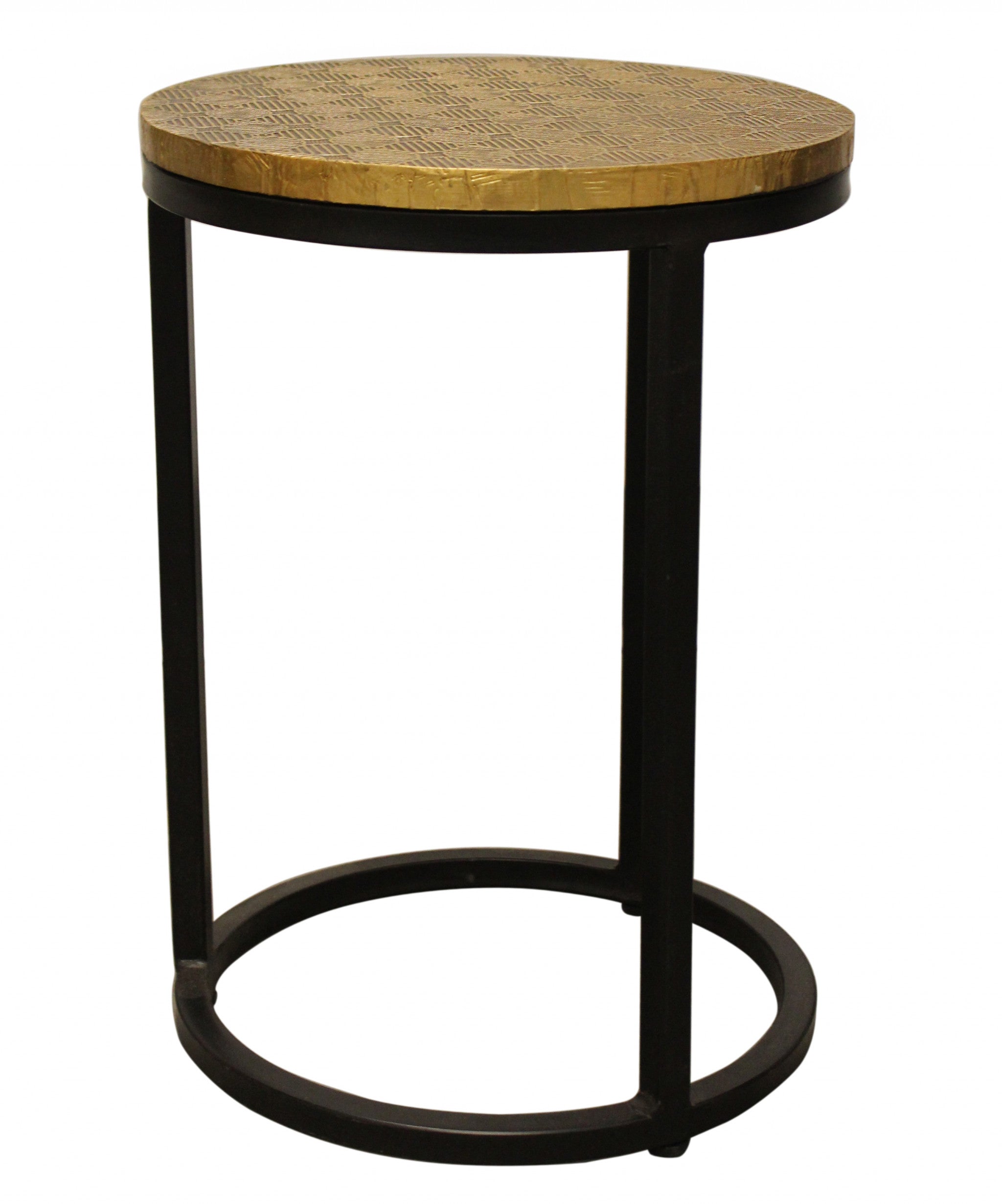 Set Of Three 19" Black And Brass Round Nested Tables