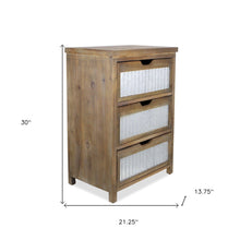 Rustic Brown Wood and Galvanized Metal End Table With Three Drawers 30