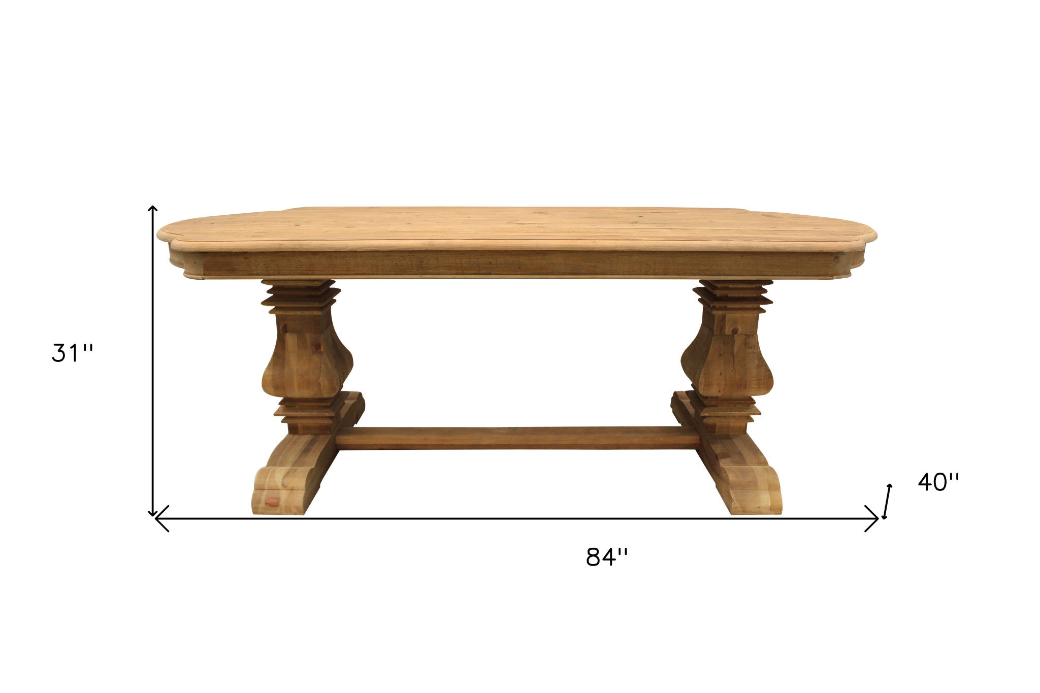 84" Natural Rectangular Solid Wood Dining Table