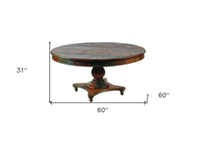 Brown Rounded Solid Wood Dining Table 60