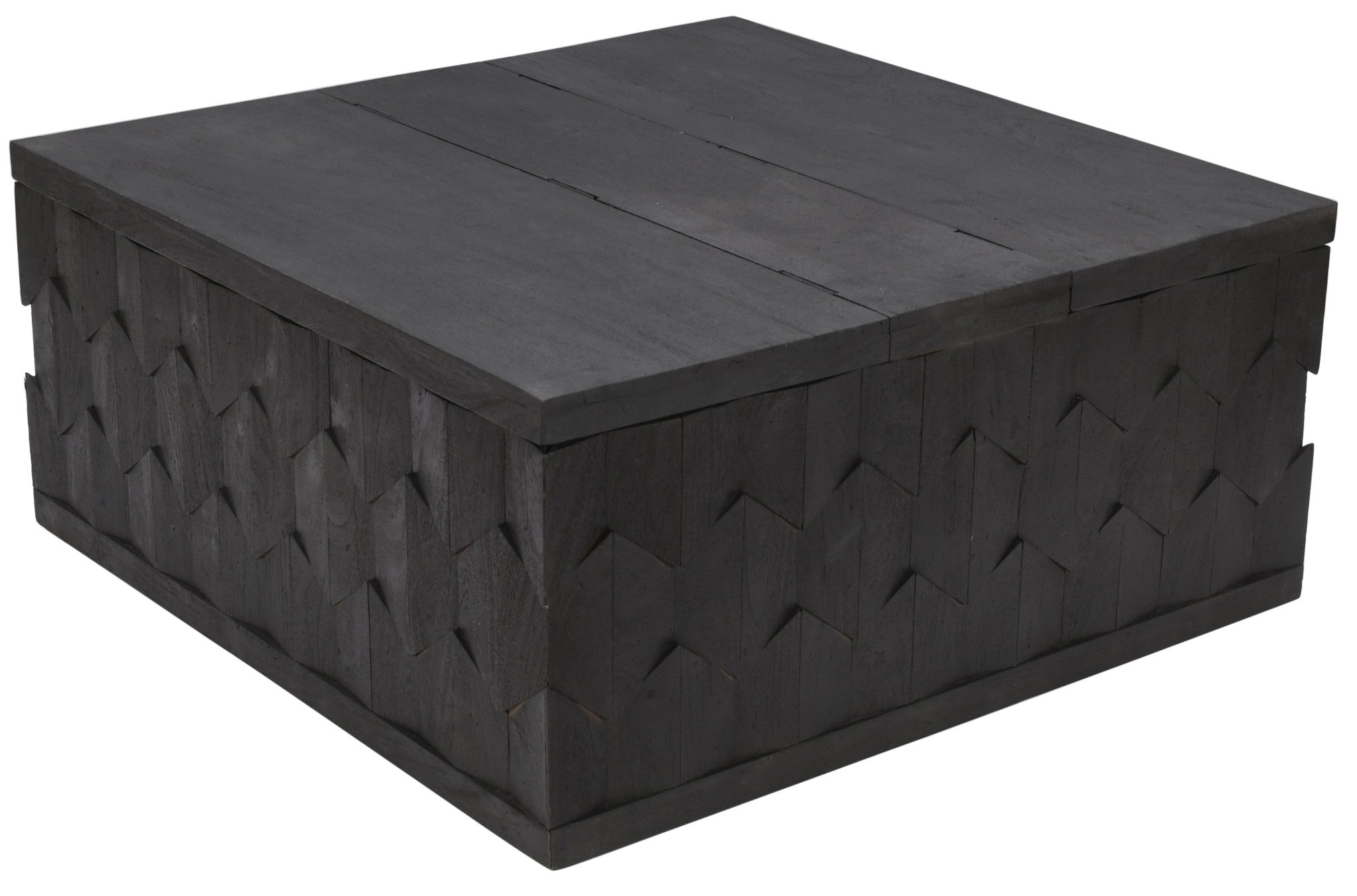 Dark Gray Solid Wood Square Distressed Coffee Table 40"