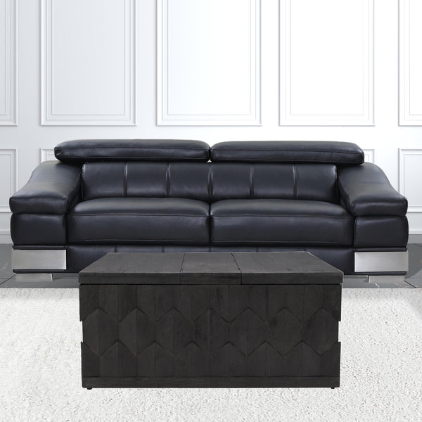 Dark Gray Solid Wood Square Distressed Coffee Table 40"