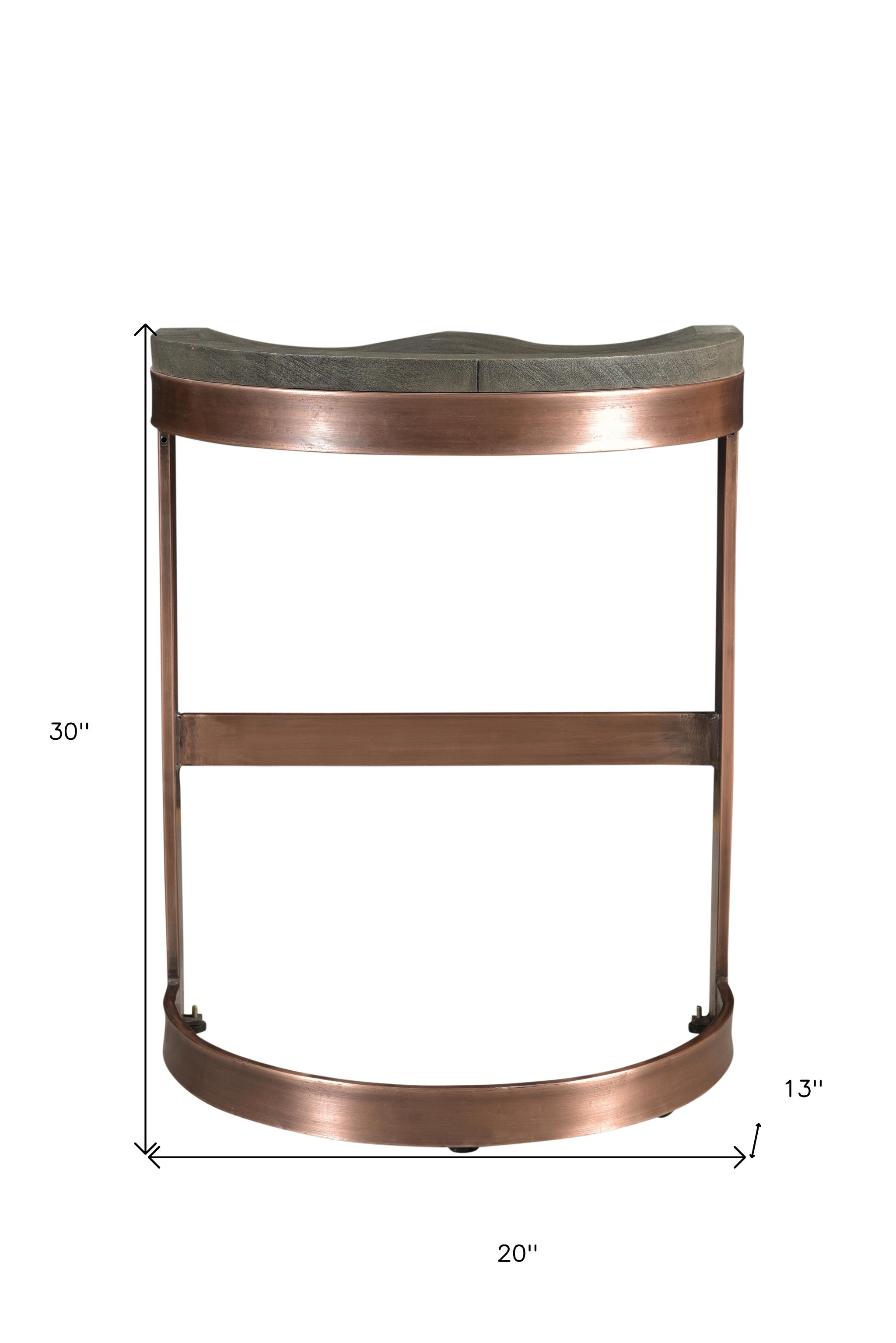 30" Gray And Copper Backless Bar Height Chair With Footrest