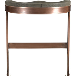 30" Gray And Copper Backless Bar Height Chair With Footrest