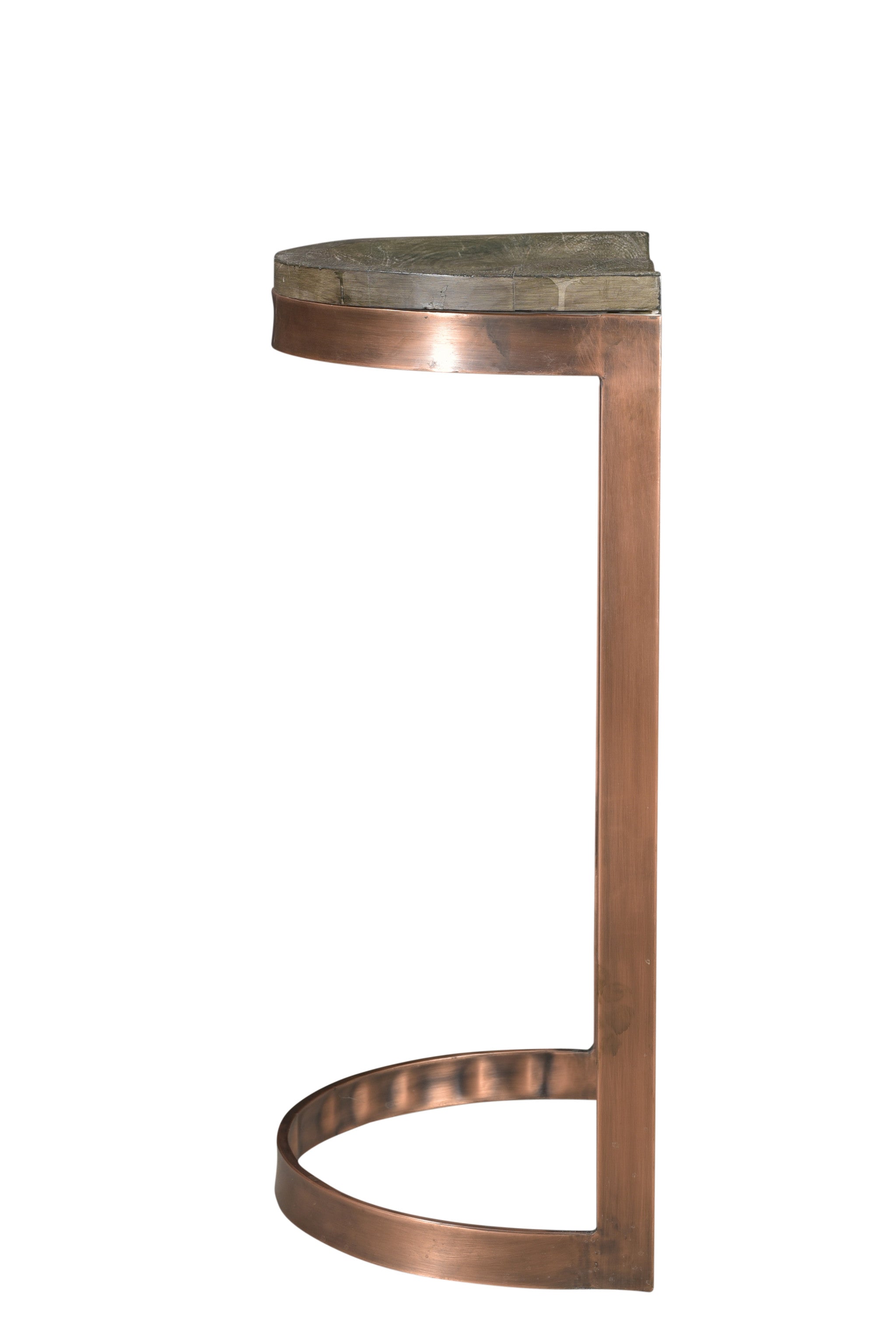 30" Gray And Copper Backless Bar Height Chair With Footrest