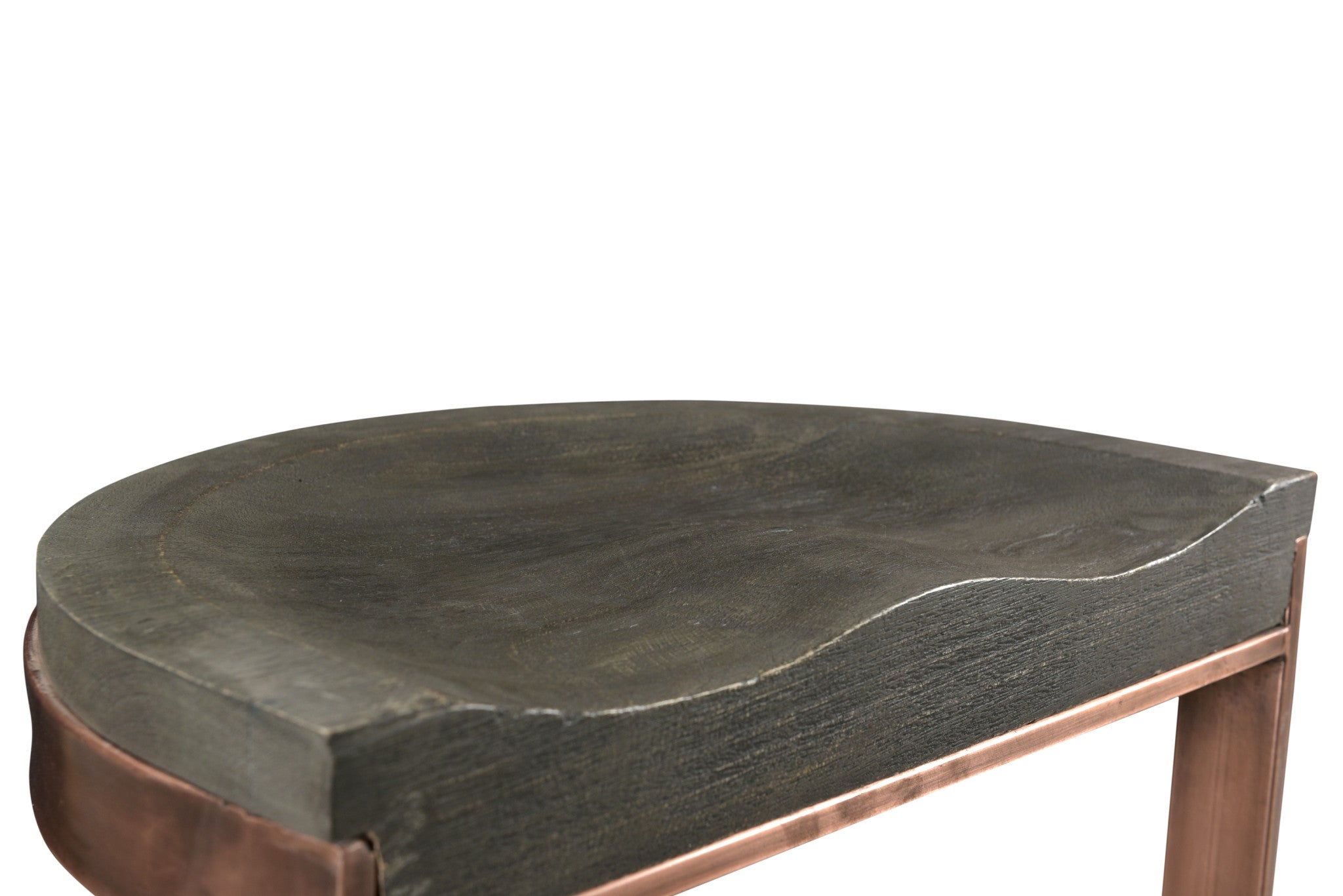 30" Gray And Copper Backless Bar Height Chair With Footrest