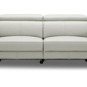 74" Grey Genuine Leather and Black Reclining Sofa