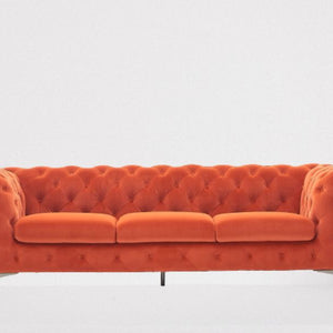97" Orange Silver Chesterfield Sofa