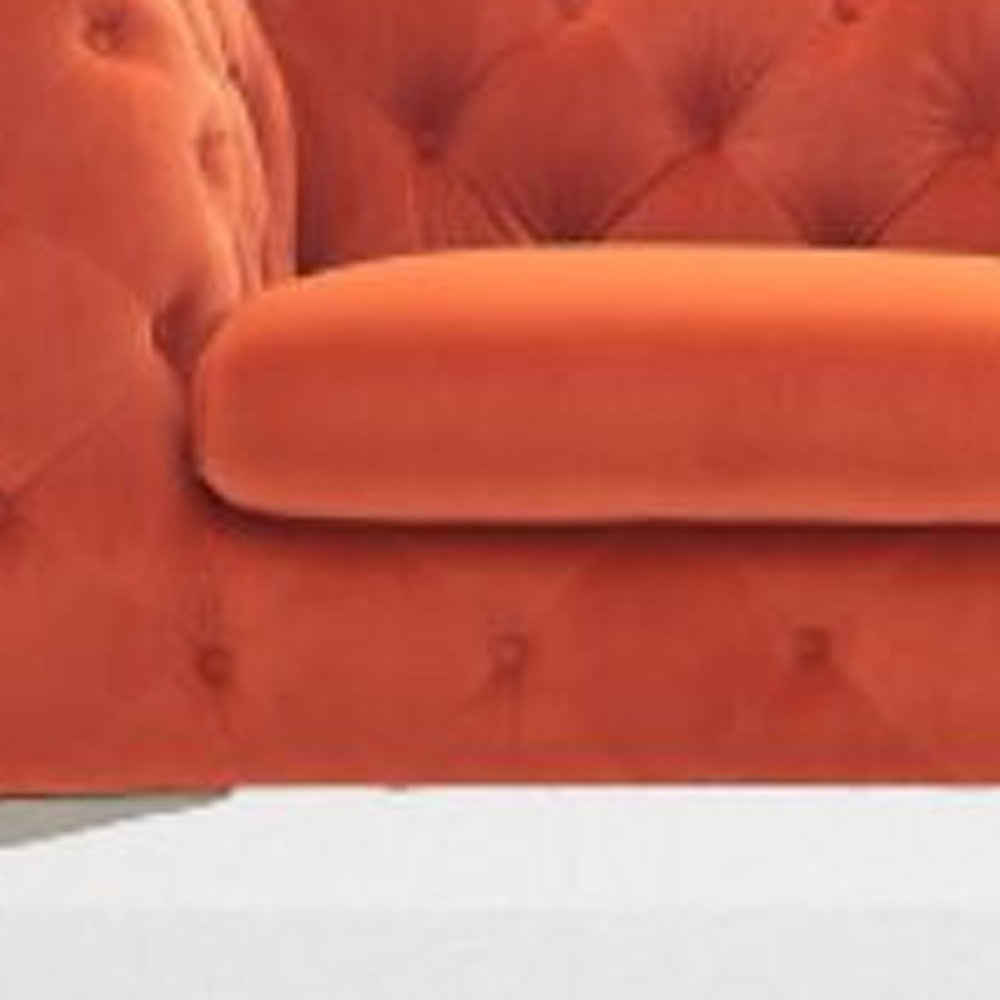 97" Orange Silver Chesterfield Sofa