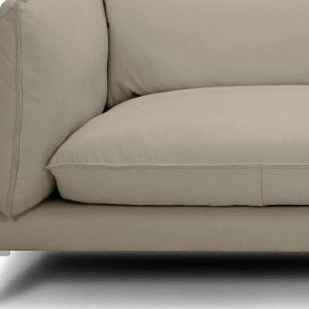 96" Taupe Top Grain Leather Standard Sofa