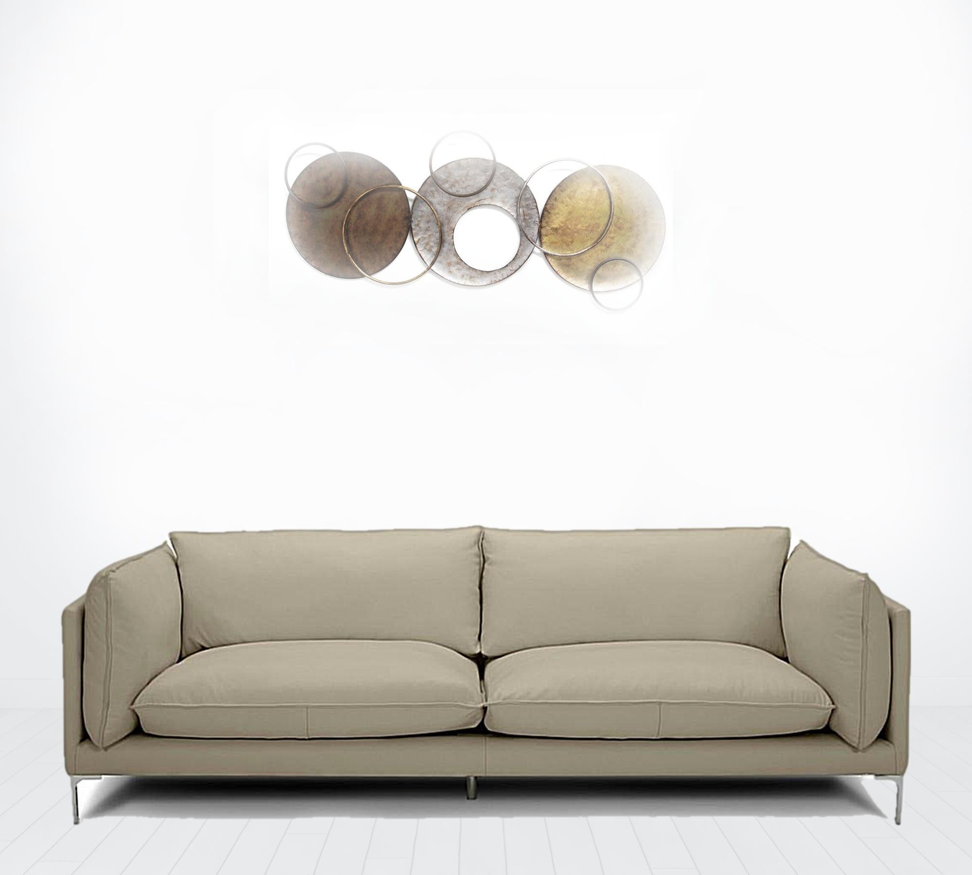 96" Taupe Top Grain Leather Standard Sofa