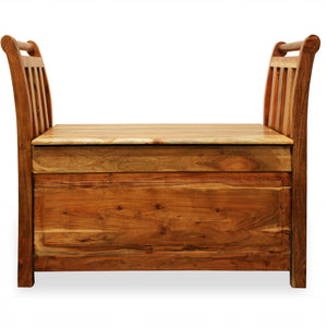 38" Natural Solid Wood Entryway Bench With Flip Top and High Sides