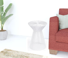 White Cinched Iron Round Top End Table 18