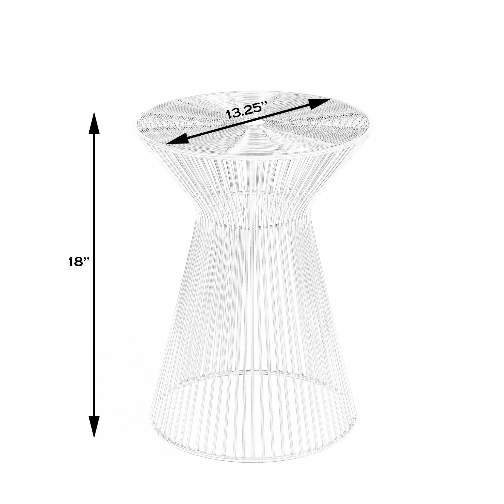 White Cinched Iron Round Top End Table 18"